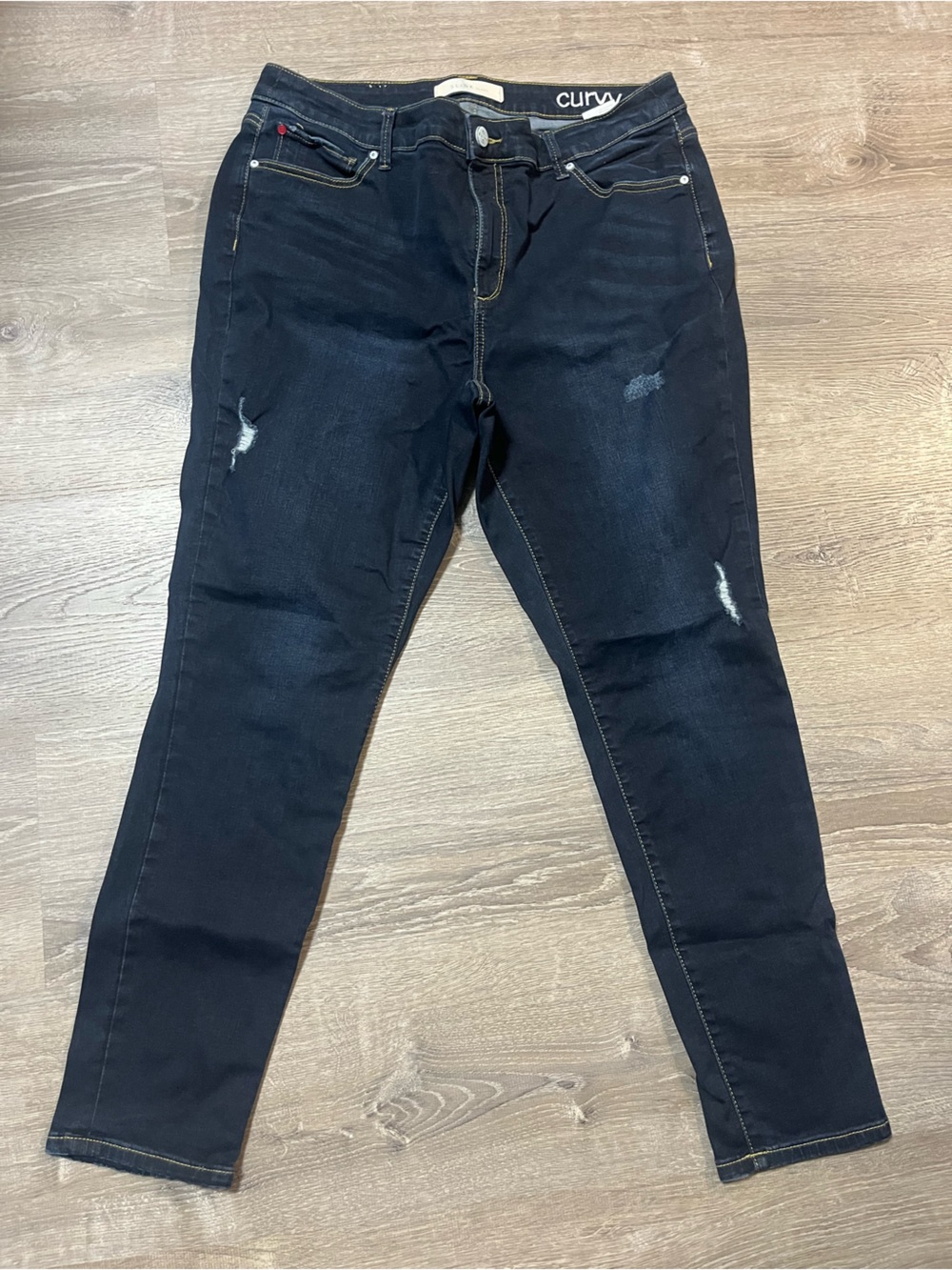 Slink Jean Curvy Dark Indigo Distressed Skinny Jeans-Size 18